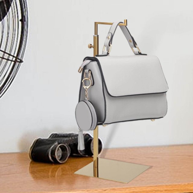 pitrice Sac à Main Présentoir Épaule Rack Sacs Sac à Main Chapeau en Acier Inoxydable Stand Multi Usage pour Miroir de Comptoir Or
