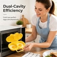 thumbnail image 3 of Fareti Food Grade Plastic Microwave Egg Poacher 2 Cavity Design Heat Resistant Perfect for Home Kitchen Breakfast, Yellow, 3 of 4