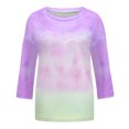 thumbnail image 4 of RKSTN Chandails pour Femmes Manches Longues Mode Hauts à Col Rond Imprimés Teinture sur Nœuds Décontractés Sortie Blouses Amples, 4 of 4