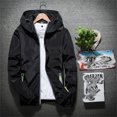 thumbnail image 1 of Mens Casual Pure Color Plus Size Hoodie Reflective Zipper Outdoor Sport Coat, 1 of 6