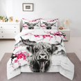thumbnail image 2 of Erosebridal Highland Cow Bedding Queen Comforter Set, Rustic Farmhouse Down Comforter, Cherry Blossoms Decor, 3pcs, 2 of 7