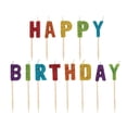 thumbnail image 1 of Rainbow Glitter 13 "Happy Birthday" Letter Pick Birthday Candles, 1 of 2