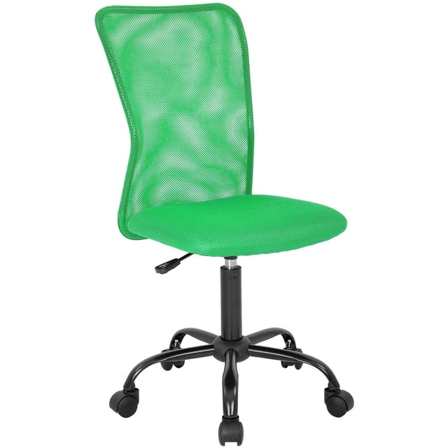 BestOffice Mesh Office Chair, Ergonomic Lumbar Support Without Arms Adjustable Swivel for Men, Green. This mid-back office chair features a breathable green mesh backrest and seat for comfort and style. It includes ergonomic lumbar support, a swivel base with five caster wheels, and an adjustable height lever. Designed for easy assembly and versatile use in office or home settings.