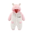 thumbnail image 1 of MeetoTime Baby Clothes Hooded Plush Warm Jumpsuits Color-blocked Long Sleeve Newborn Infant Rompers Crawling Clothes, 1 of 2