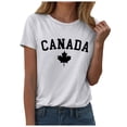 thumbnail image 1 of WEIYLL Womens T Shirts Canada Day Letter Maple Leaf Print White Tees Sizes M, 1 of 3