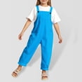 thumbnail image 2 of WENXIAOO Combinaisons d'Été pour Adolescentes, Barboteuse de Rentrée Scolaire, Barboteuse Bleu Pâle avec Poches pour Activités Extérieures, Combinaison pour Tout-Petite Fille 13-14 Ans, 2 of 5