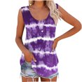 thumbnail image 2 of Pntutb Tank Tops for Women Clearance Women's Summer Fashion Round Neck Double Button Print Tank Tops Blouse Rolback, 2 of 6