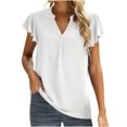 thumbnail image 1 of CEHVOM Blouse Décontractée à Manches Courtes Col en V Unie Tunique T-shirt pour Femmes, 1 of 9