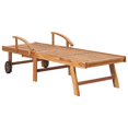 thumbnail image 3 of vidaXL Sun Loungers 2 pcs with Leaf Pattern Cushion Solid Teak Wood, 3 of 5
