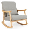 thumbnail image 1 of Costway Upholstered Rocking Chair with Pillow Rocking Armchair with Rubber Wood Frame Grey, 1 of 10