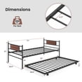 thumbnail image 3 of Twin Size Metal Daybed with Trundle Foundation Heavy-Duty Sofa Bed, 3 of 10