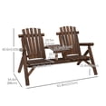 thumbnail image 3 of Outsunny Ensemble de Banc Double d'Extérieur en Bois avec Table Centrale, Carbonisé, 3 of 10