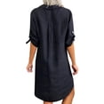 thumbnail image 3 of Fridja Robe Chemise Ample pour Femmes Grande Taille en Coton et Lin Uni à Col Rabattu, 3 of 9