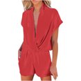 thumbnail image 1 of Penkiiy Jumpsuits for Women Womens Summer Solid ColorMini Strappy Casual Rompers Short Jumpsuit Red S Jumpsuits, 1 of 6