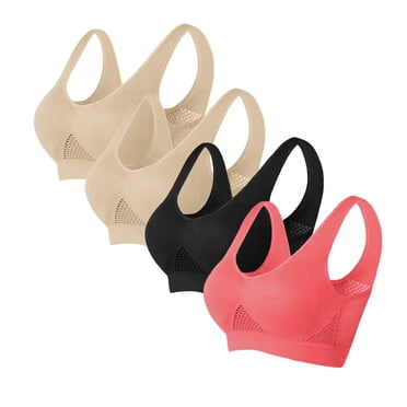 Pisexur Lot de 4 Soutiens-Gorge pour Femmes, Soutiens-Gorge de Sport à Maintien Élevé, Soutiens-Gorges Légers Unies pour Tous les Jours, Sans Armatures, Sans Coutures, Entraînement, Yoga, sous-Vêtements, Confortables, Respirants, Couvrance Totale, Soutiens-Gorge Grande Taille pour Femmes, P-6TG