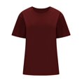 thumbnail image 4 of Plebaso T-Shirts en Coton pour Femmes à Manches Courtes, Col Rond, T-Shirts Basiques, Hauts Décontractés, Couleur Unie, Coupe Ample, 4 of 7