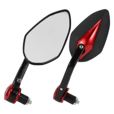 Unique Bargains Rétroviseurs Universels pour Moto Guidon Réglable Aluminium Plastique 1 Ensemble Noir Rouge M8 Forme Prismatique
