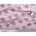 thumbnail image 2 of Soimoi Pink Modal Satin Fabric Cedar Tree & Mountain Nature Fabric Prints By Yard 42 Inch Wide, 2 of 5