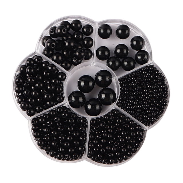 tredstone 1150pcs/set Beaded Jewelry Making Supplies - Easy To Thread Round Beads For DIY Projects Durable black 1Set