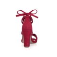 thumbnail image 3 of BLISSFUL STEP Women's Sandals High Block Heels Solid Color Lace up Sandals Red 6, 3 of 8