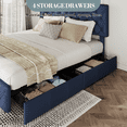 thumbnail image 4 of CazToi Queen Size Storage Bed 4 Drawers Adjustable Headboard 1000LB Capacity PU Leather Bed Frame, 4 of 9