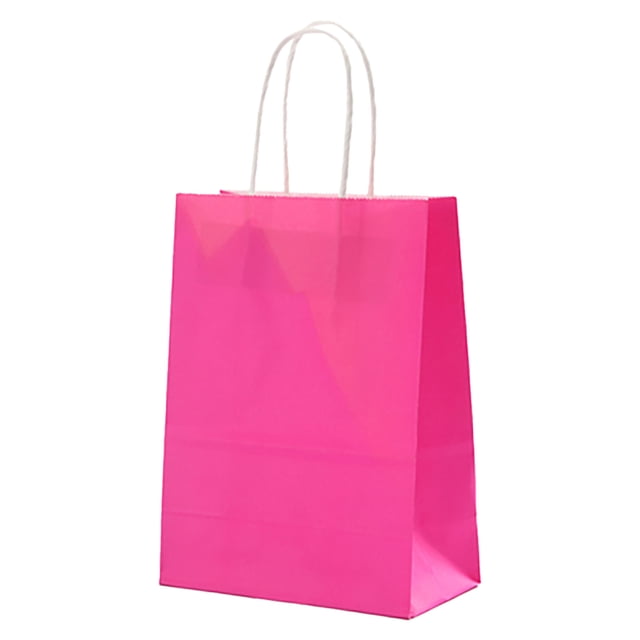 Oleegame 1PC 4Pcs Hand Paper Bag Kraft Paper Bag Packing Gift Bag Colorful Shopping Bag Pink