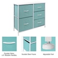thumbnail image 5 of Commode à 5 Tiroirs - Fini Dessus en Bois - Art Déco, Aqua, 5 of 5