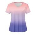 thumbnail image 1 of Cameland Women's Working Uniform Nursing Uniform With Two Pockets Scrubs Top Gradient Color Short Sleeve V-neck Tee, 1 of 3