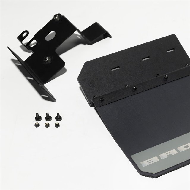 Putco Mud Flap 78580FD Mud Skins Solid; Direct Fit; Set Of 2; Flat; Bronco Logo; Carbon Black; High Density Polyethylene; Mounts With Rivets