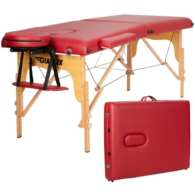 Costway Table de Massage Portable 84 Pieds'L Réglable Lit de Spa Facial Tatouage avec Étui de Transport Rouge