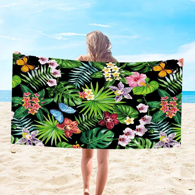 LSLJS Beach Towel Summer Beach Essentials Microfiber Beach Towels Super Lightweight Colorful Bath Towel Sandproof Beach Blanket Multi-Purpose Towel for Travel Swimming Pool 30x60 Inch