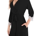 thumbnail image 4 of Fewfanhot Womens Fashion Long Fleece Plush Soft Feeling Robe Fluffy, Warm, Fleece Shaggy Comfort Bathrobe, 4 of 7