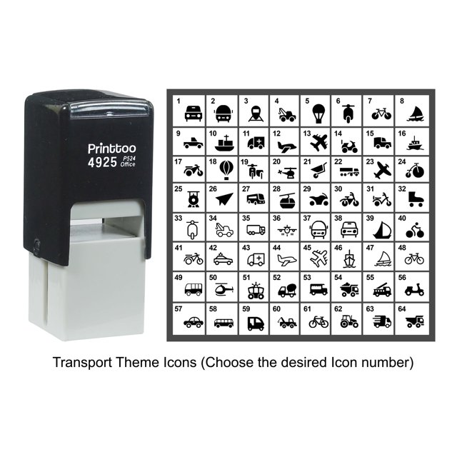 Printtoo Personalized Transport Theme Icons Rubber Stamp Self Inking Stamper 24 mm-Violet