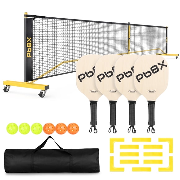 GIKPAL 22FT Portable Pickleball Net Set with Locking Wheels, Complete Beginner Kit