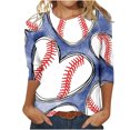 thumbnail image 2 of SMihono Hauts pour Femmes Été Chic Décontracté Mode Féminine Manches Courtes Col Rond Rétro Imprimé Ample Blouse Manches Trois-Quarts T-shirt Oversize pour Femmes, 2 of 4