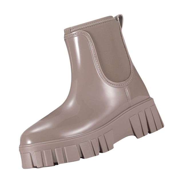 LOVZFMLL Bottes pour Femmes Bottines à la Cheville Bout Rond Imperméables Talon Bas Épais Bottes de Pluie Printemps Automne Mode Chaussures Décontractées