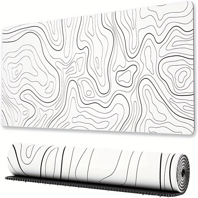 Estbridge Topographic Mouse Pad White Extended Gaming Mouse Pad Topographic Desk Laptop Waterproof Desk Decor Writing Pad For Work Game Office Home - Topographic Contour