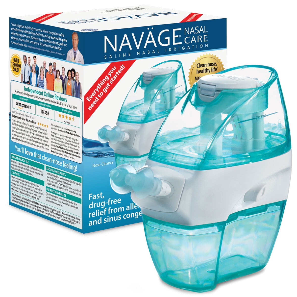 Navage Nasal Care Starter Bundle: Navage Nose Cleaner and 20 SaltPod Capsules
