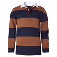 thumbnail image 4 of Sportoli Polo Rugby à Manches Longues en Coton à Larges Rayures pour Garçons - Brun/marine (Taille 14), 4 of 7