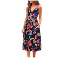 thumbnail image 1 of RKSTN Robes Aguichant pour Femmes Col en V Sans Manches Robes Imprimées Ajourées Maxi Robe, 1 of 5