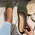 thumbnail image 4 of Womens Casual Shoes Large Size Knit Solid Color Simplicity Soft Sole Round Toe Flat Bottom Slip on Lightweight Comfortable Breathable Mesh Walking Shoes Army Green, 4 of 5