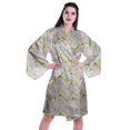 thumbnail image 1 of Moomaya Printed Womens Kimono Sleeve Robes Satin Silk Getting Ready Bridal Robe Coverup, 1 of 7