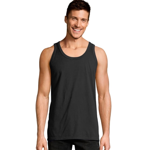 Hanes Homme ComfortWash Débardeur Sans Manches Teint en Pièce, S, Noir