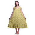 thumbnail image 1 of Bimba Robe de Nuit Sans Manches Jaune Moyen à Feuilles Florales et Fleurs pour Femmes P Coton Imprimé Vêtement de Nuit pour Dames Tenue de Sommeil X-Grand, 1 of 6