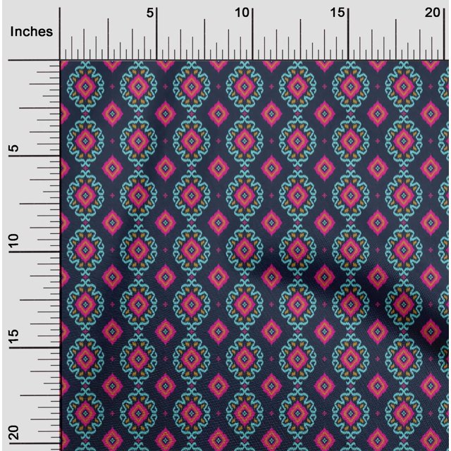 oneOone Viscose Chiffon Fabric Diamond & Swirl Ikat Printed Craft Fabric BTY 42 Inch Wide