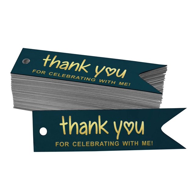Inkdotpot Pack Of 100 Thank You For Celebrating With Me Birthday Favor Paper Tags Craft Real Gold Foil Hang Tags