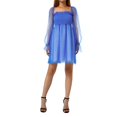 thumbnail image 2 of Robe Décontractée Femme Été Couleur Unie Col Carré Manches Longues Transparentes une-Pièce S/M/L/TG, 2 of 5