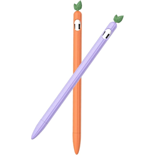 Étui iPencil (Lot de 2) Housse Design Fruit Mignon Silicone Souple Housse de Protection Accessoires Compatible avec iPad Pencil 1st Generation - Carotte / Raisin