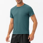 AherBiu Hommes Col d'équipage T-shirts coton Basic T-Shirts Summer Casual Ssoft Comfy Tee Chemises pour hommes Solid