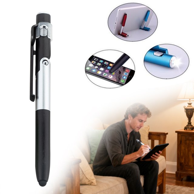 ZTTD 1Pcs Multifunction Stylus Pen Capacitive Touch Screen Ballpoint Pen with LED Light, Foldable Phone Holder Stand for Writing in the Dark